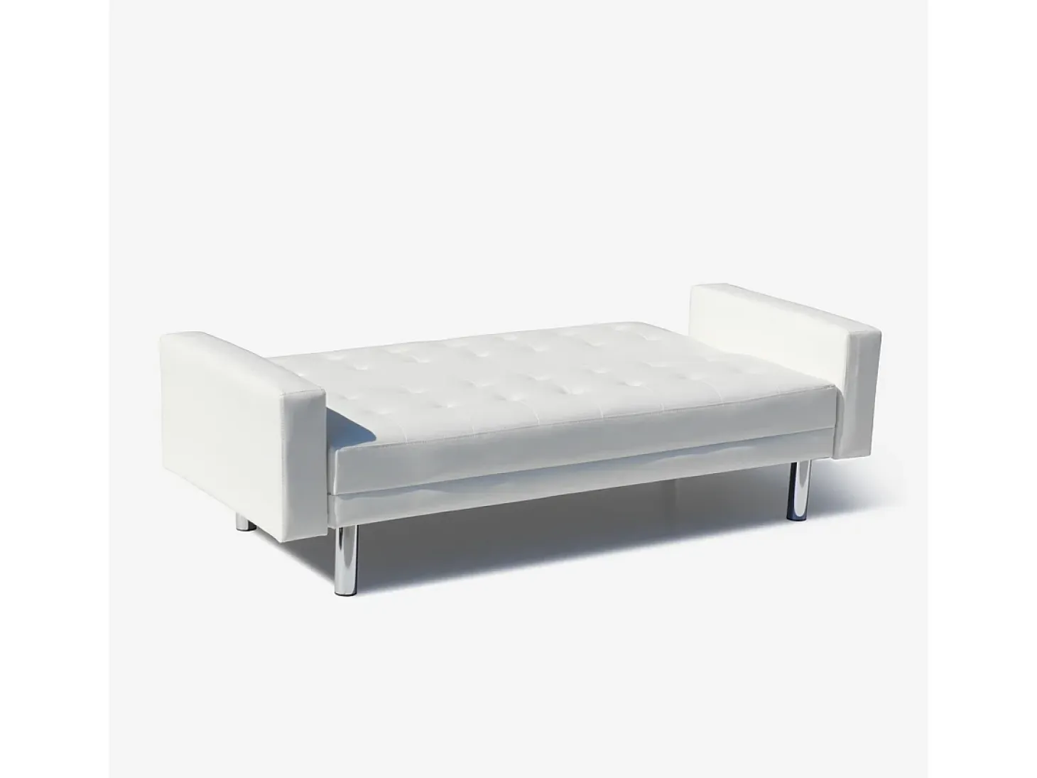Sofá cama biplaza de cuero artificial con reposabrazos y cojines Agata Pronto Letto - Blanco