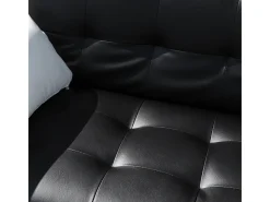 Sofá cama biplaza de cuero artificial con reposabrazos y cojines Agata Pronto Letto - Negro