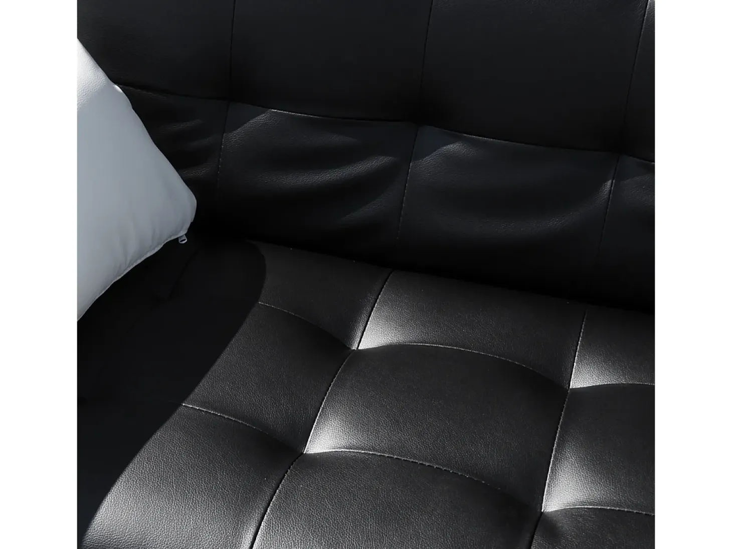 Sofá cama biplaza de cuero artificial con reposabrazos y cojines Agata Pronto Letto - Negro