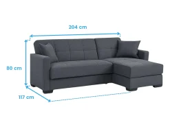 Sofá cama chaise longue Layn c/arcón para salón gris 204x80x117 cm