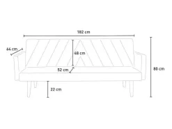 Sofá cama clic clac de 3 plazas en tejido de diseño nórdico reclinable Perla - Negro