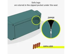 Sofá cama clic clac de 3 plazas en tejido de diseño nórdico reclinable Perla - Negro