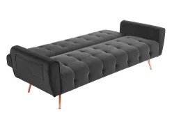 Sofá cama clic-clac de 3 plazas de terciopelo gris POLANI