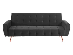 Sofá cama clic-clac de 3 plazas de terciopelo gris POLANI