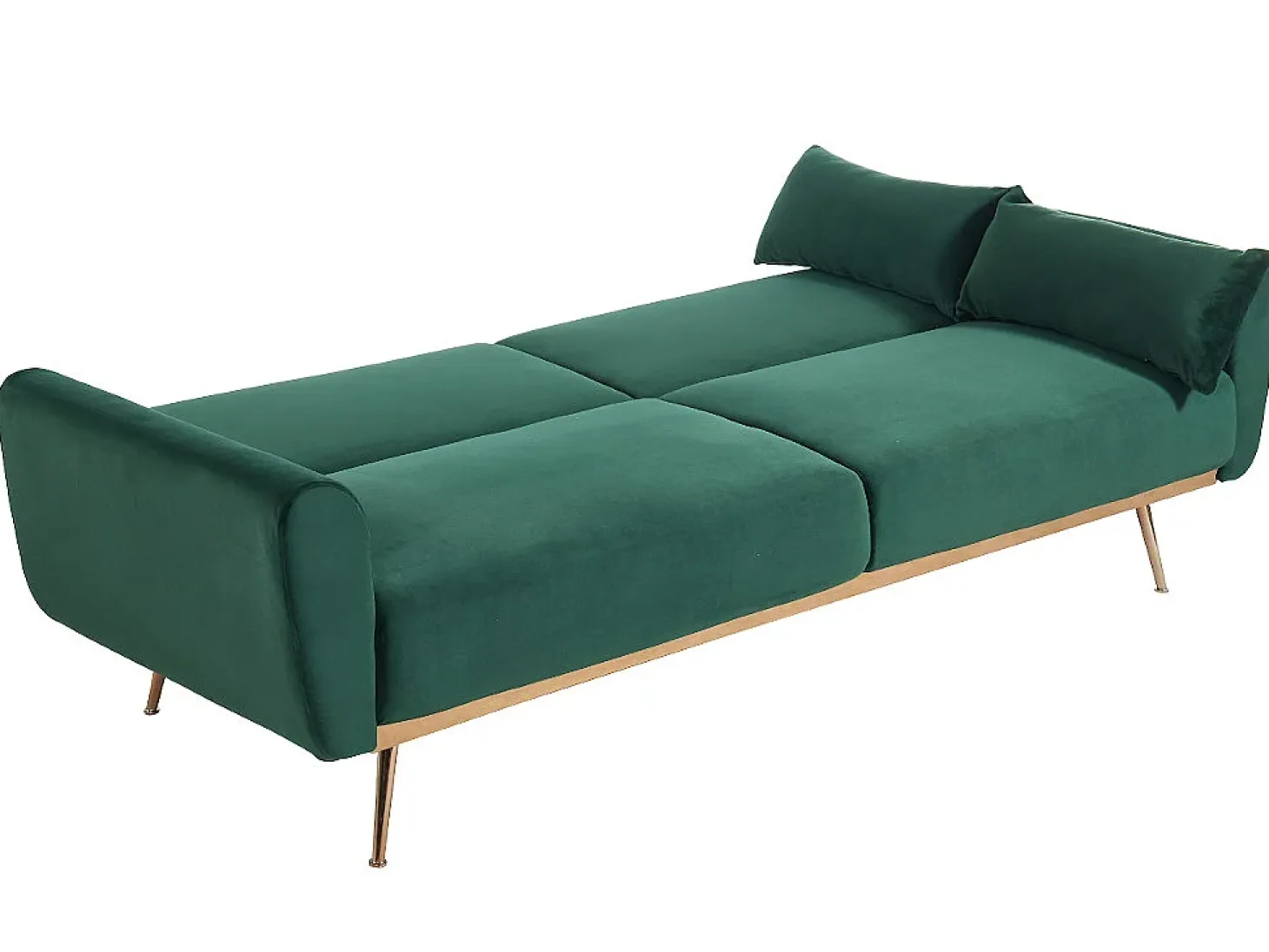 Sofá cama clic-clac de 3 plazas de terciopelo verde LAUNEI