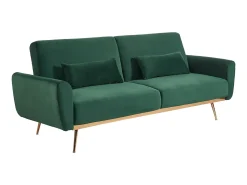 Sofá cama clic-clac de 3 plazas de terciopelo verde LAUNEI