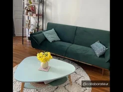 Sofá cama clic-clac de 3 plazas de terciopelo verde LAUNEI