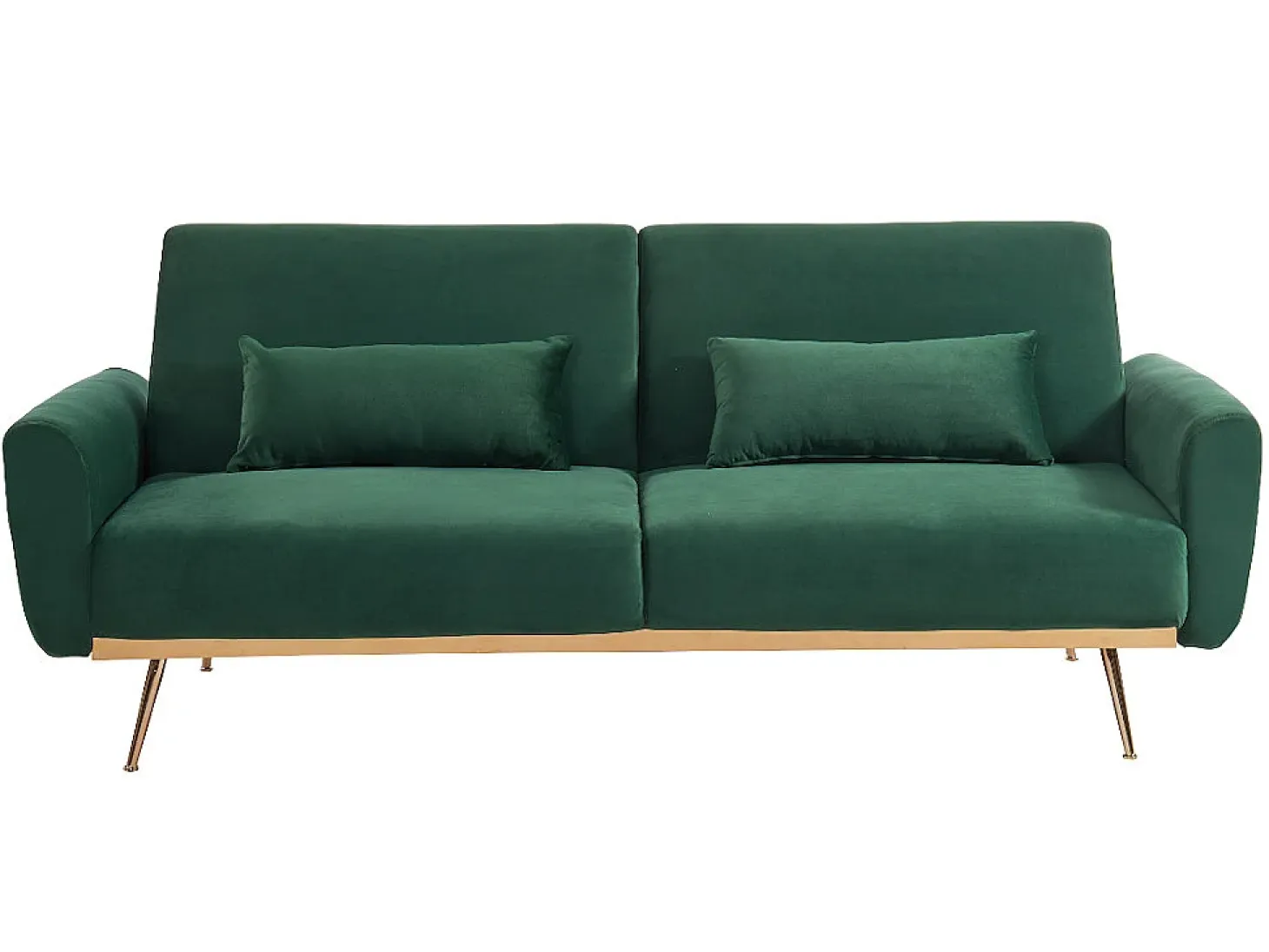 Sofá cama clic-clac de 3 plazas de terciopelo verde LAUNEI