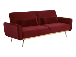 Sofá cama clic-clac de 3 plazas de terciopelo rojo LAUNEI