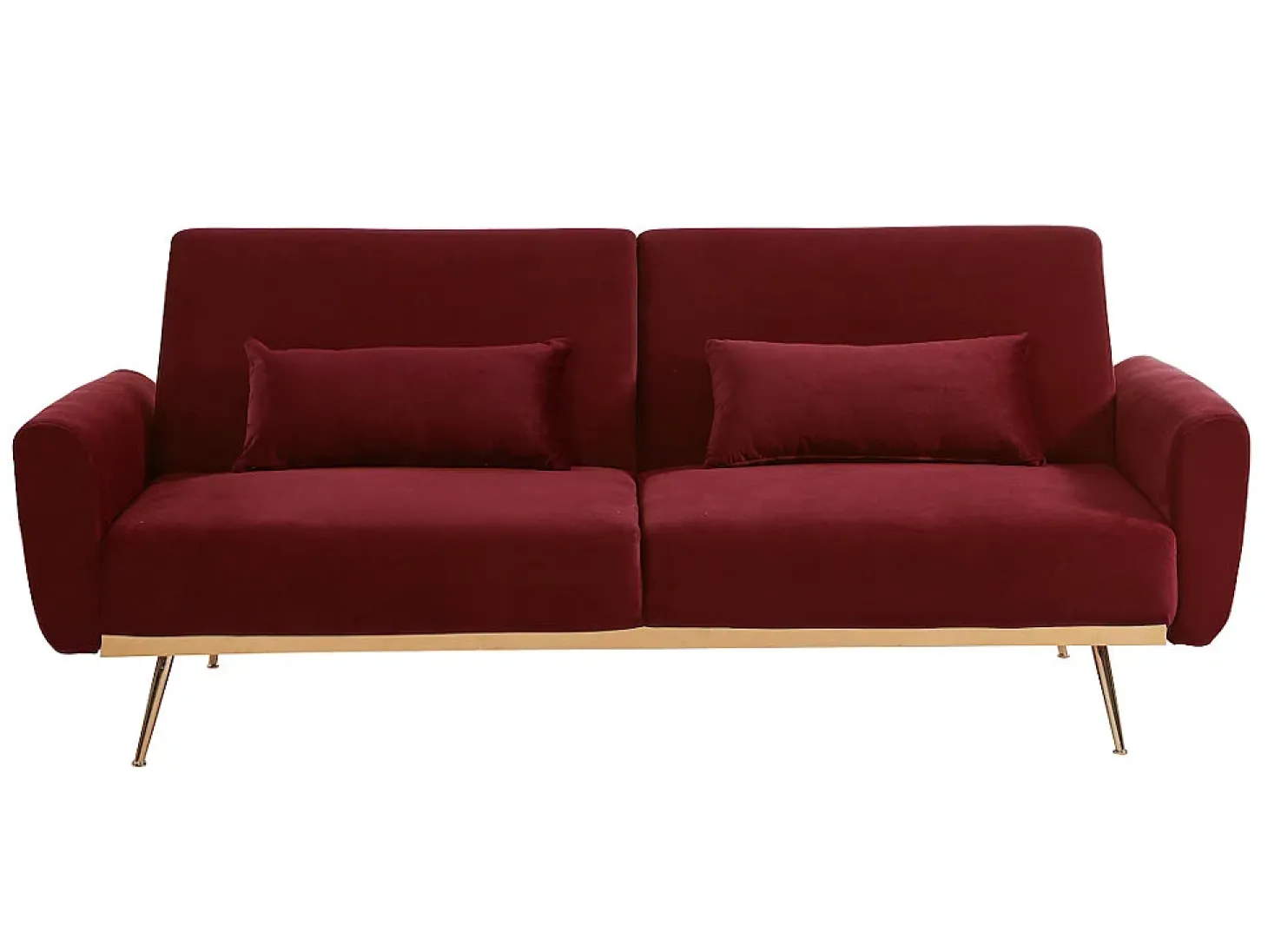 Sofá cama clic-clac de 3 plazas de terciopelo rojo LAUNEI