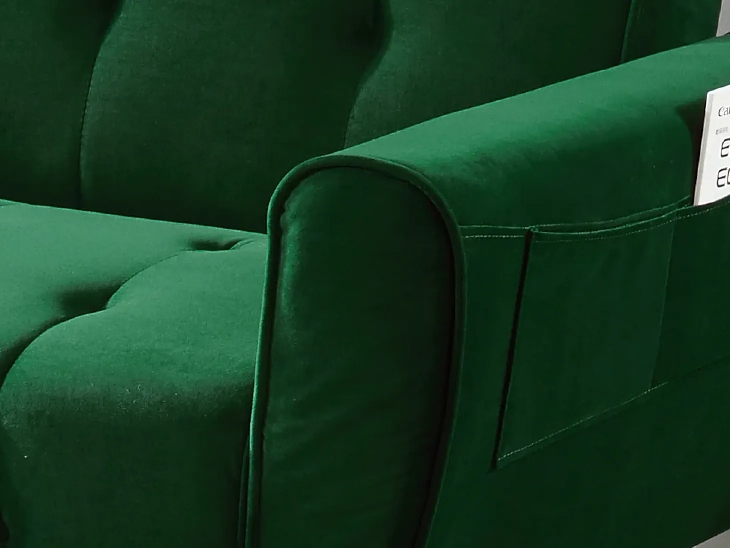 Sofá cama clic-clac de 3 plazas de terciopelo verde POLANI