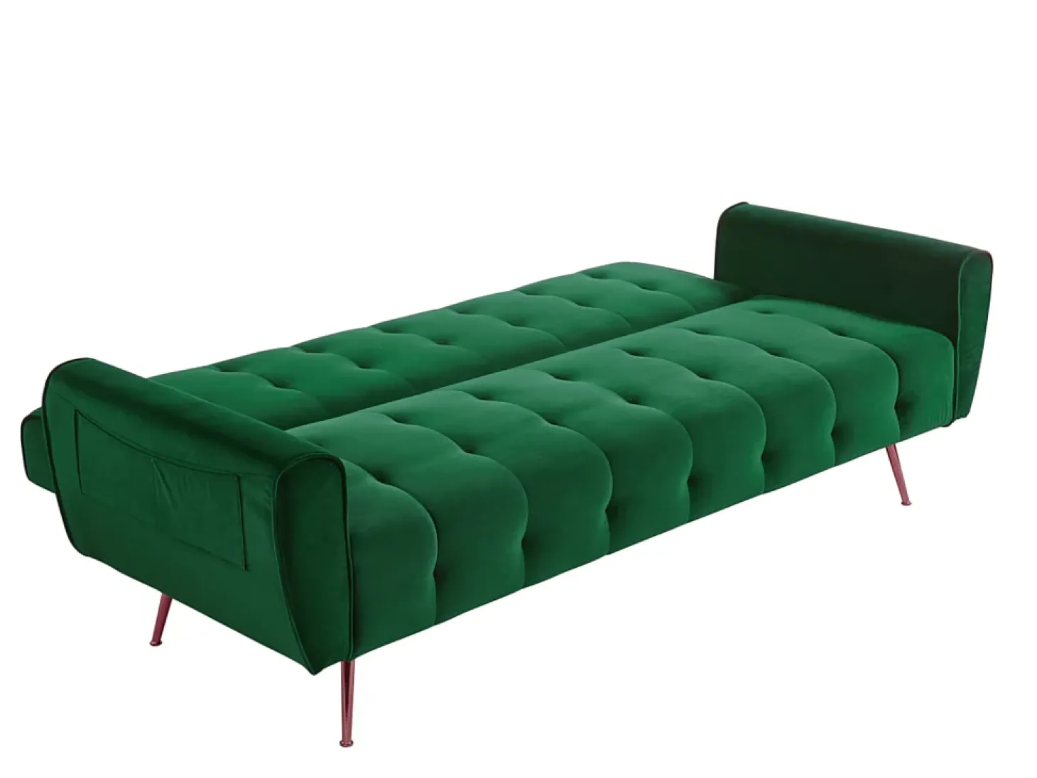 Sofá cama clic-clac de 3 plazas de terciopelo verde POLANI