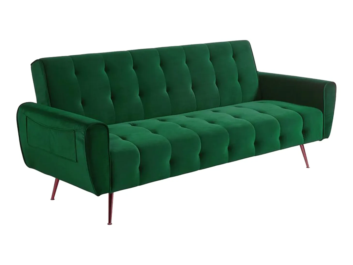 Sofá cama clic-clac de 3 plazas de terciopelo verde POLANI