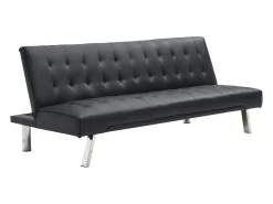 Sofá cama clic-clac de piel sintética negro GUILLAUME