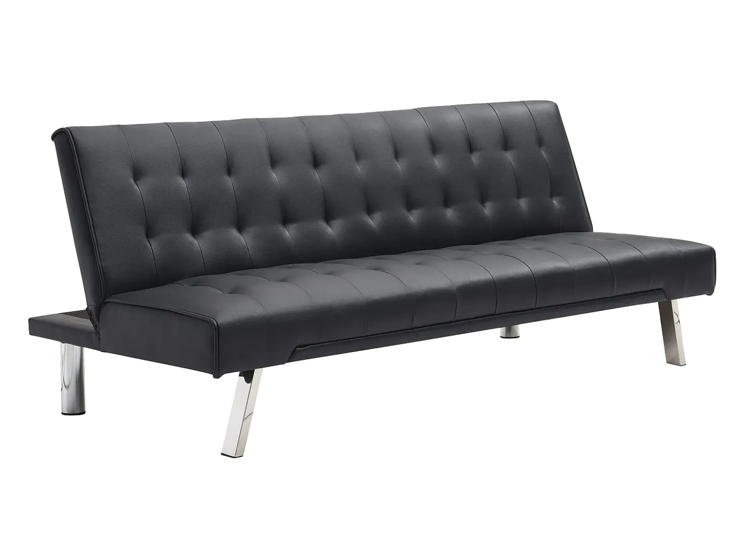 Sofá cama clic-clac de piel sintética negro GUILLAUME