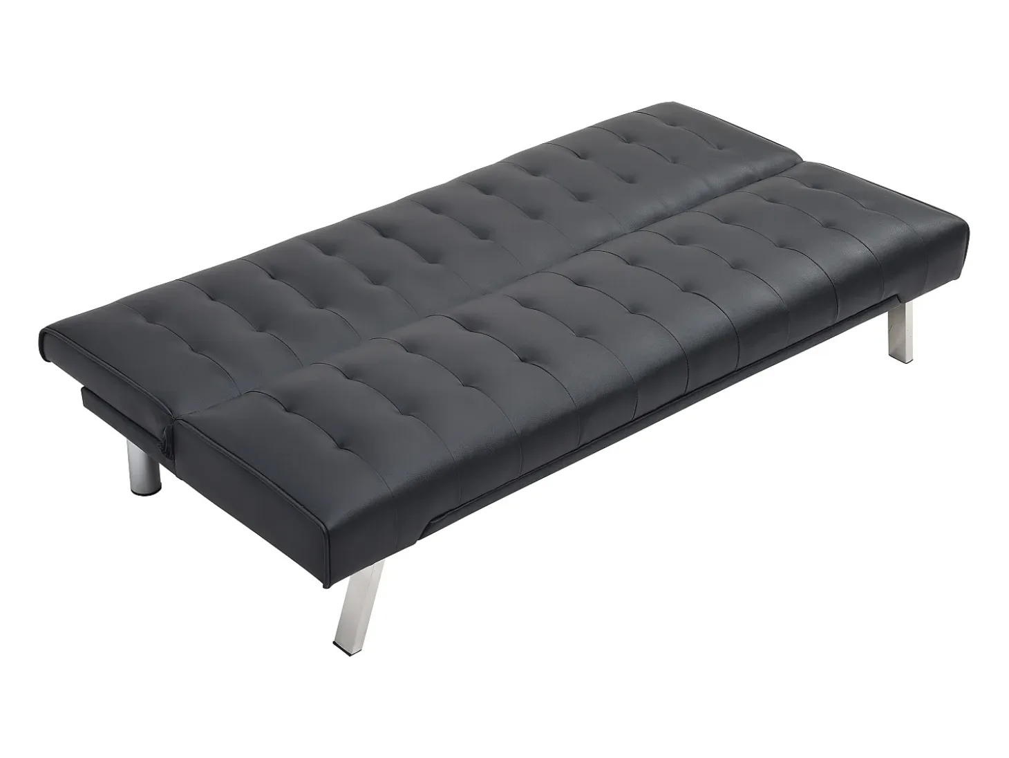 Sofá cama clic-clac de piel sintética negro GUILLAUME