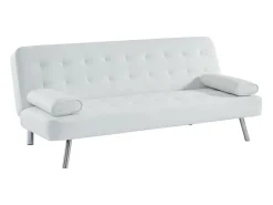 Sofá cama clic-clac de piel sintética blanco MICHELLE
