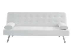Sofá cama clic-clac de piel sintética blanco MICHELLE