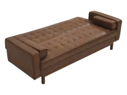 Sofá cama clic-clac de tela en marrón vintage ELEANOR