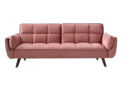 Sofá cama clic-clac GULCAN de 3 plazas en terciopelo rosa