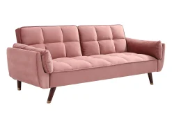 Sofá cama clic-clac GULCAN de 3 plazas en terciopelo rosa