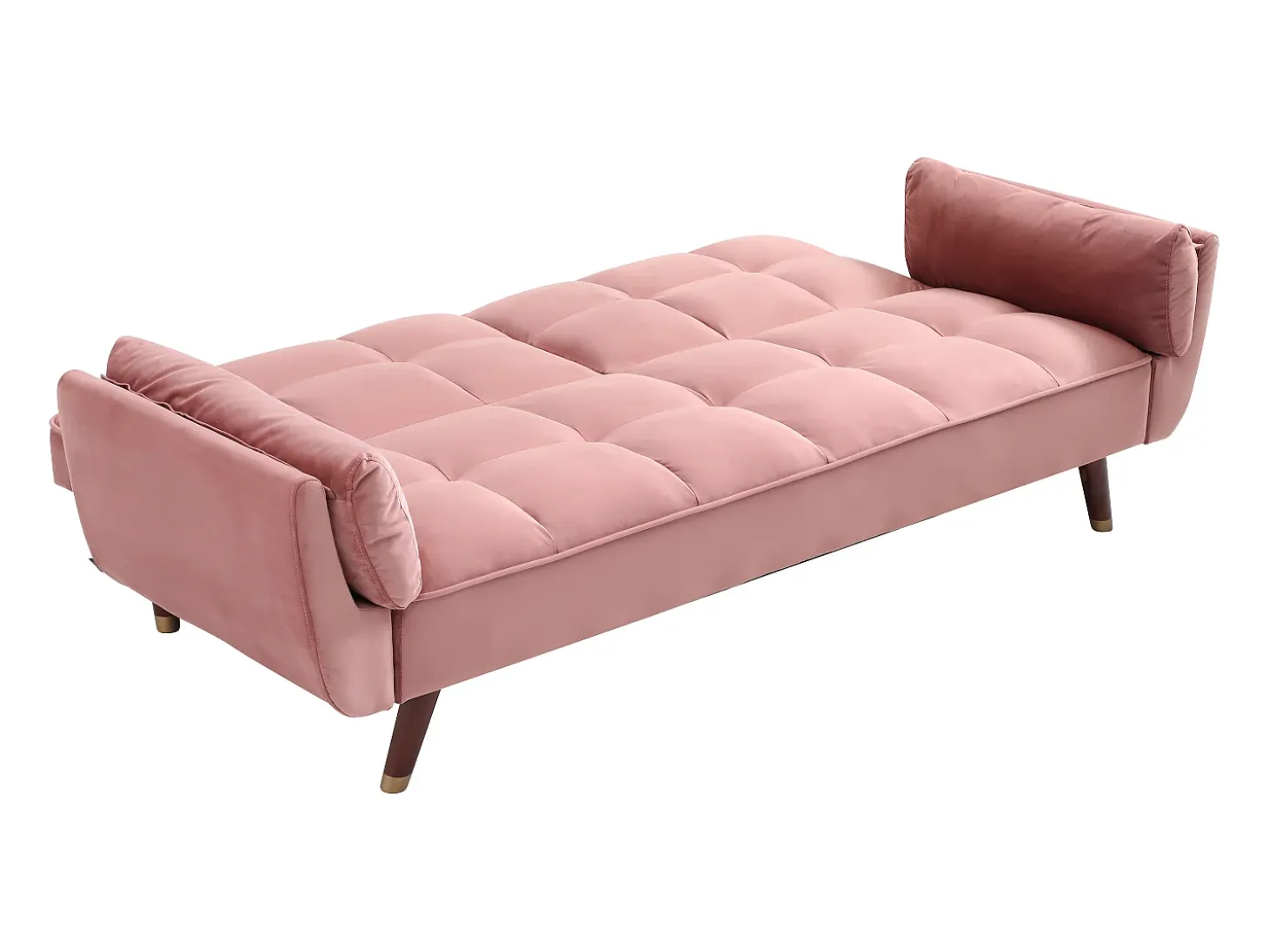 Sofá cama clic-clac GULCAN de 3 plazas en terciopelo rosa