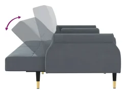 Sofá cama con cojines terciopelo gris oscuro