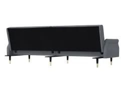 Sofá cama con cojines terciopelo gris oscuro