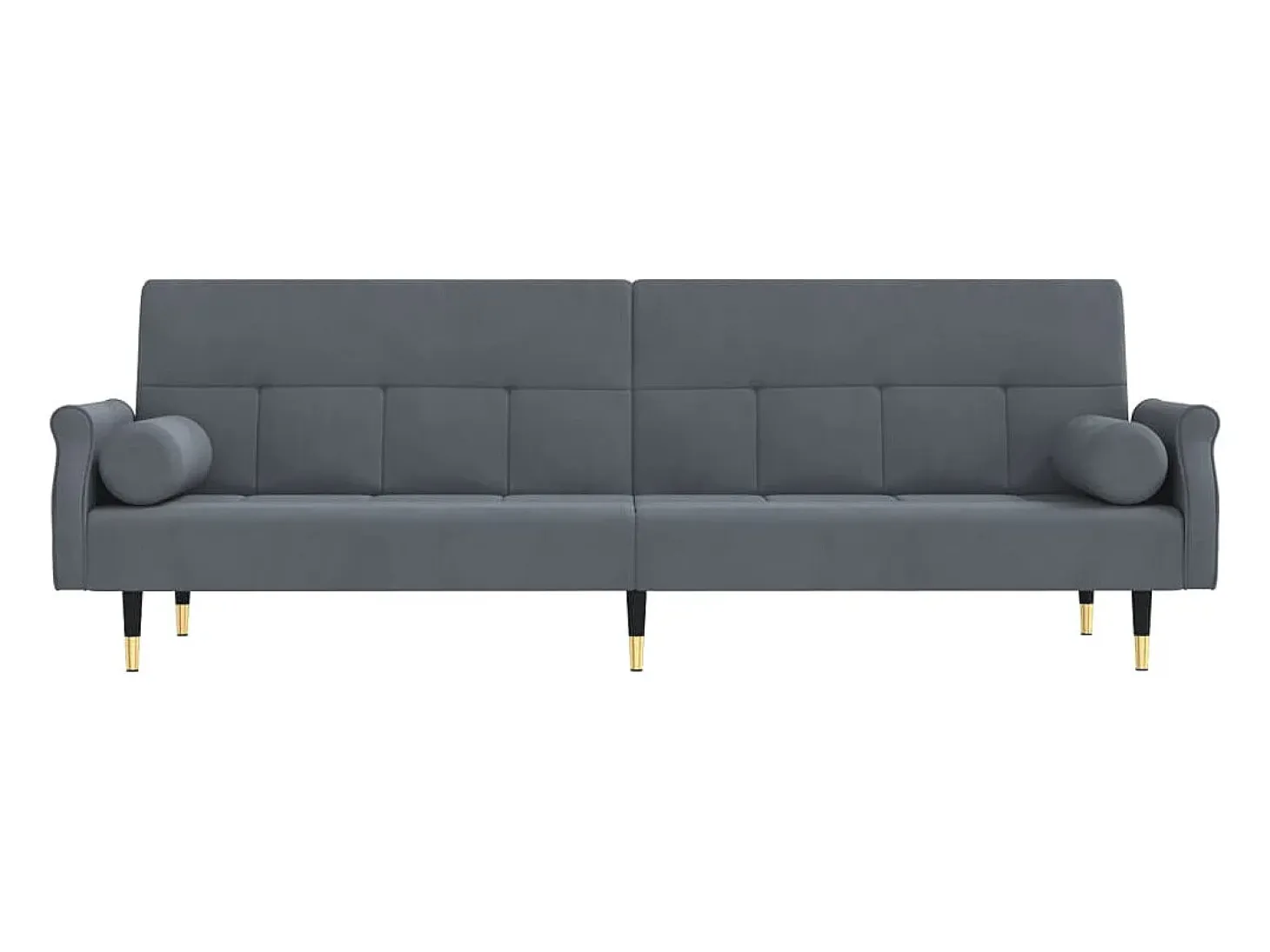 Sofá cama con cojines terciopelo gris oscuro