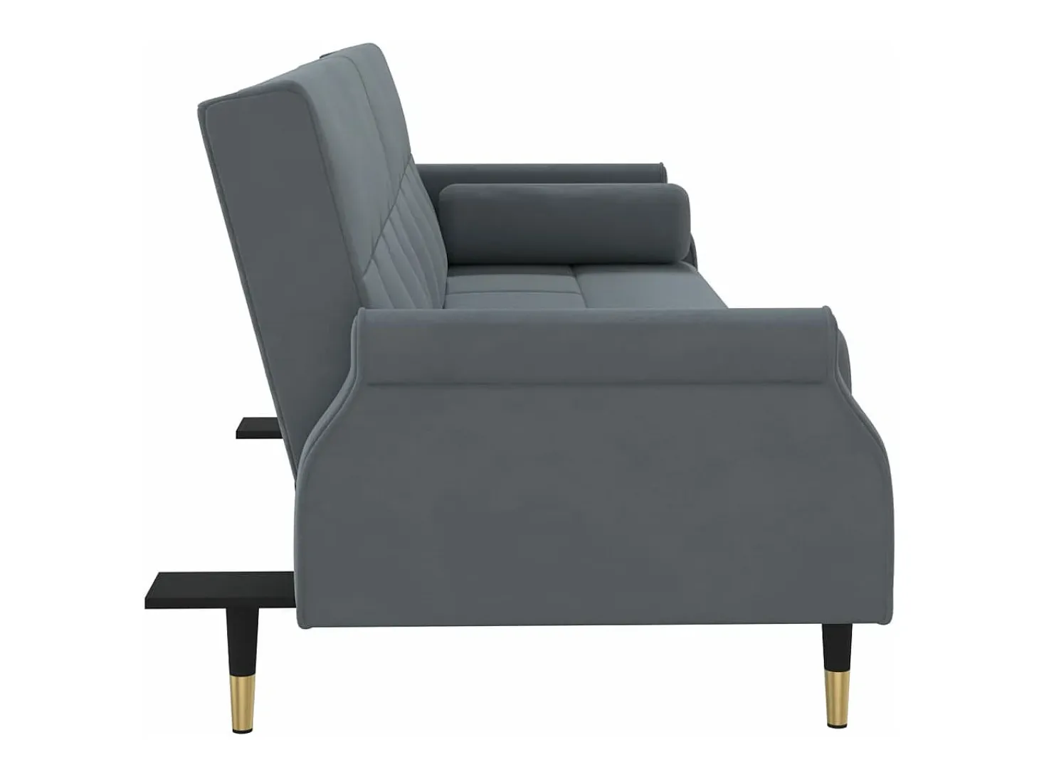 Sofá cama con cojines terciopelo gris oscuro