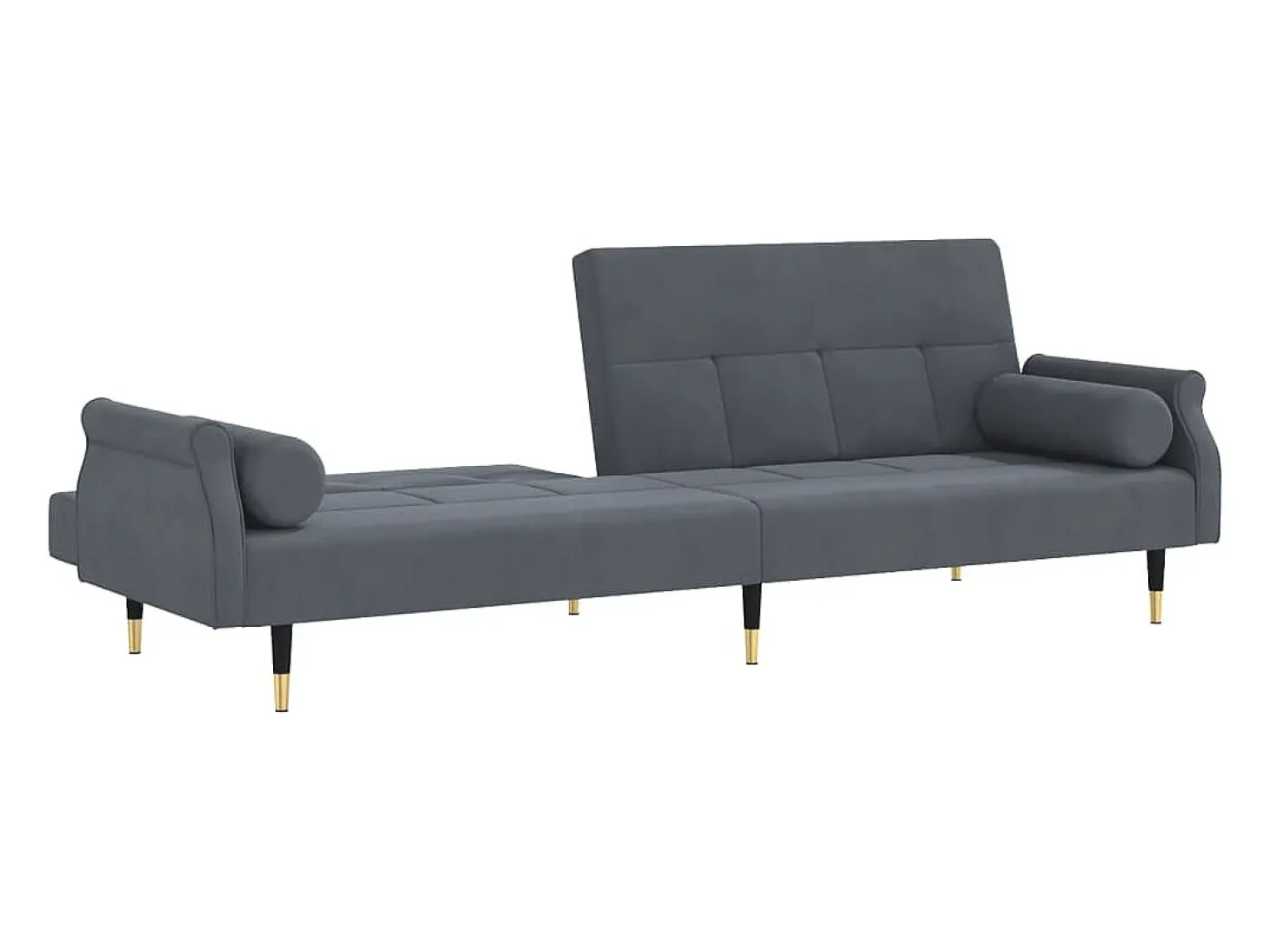 Sofá cama con cojines terciopelo gris oscuro