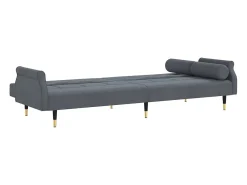 Sofá cama con cojines terciopelo gris oscuro