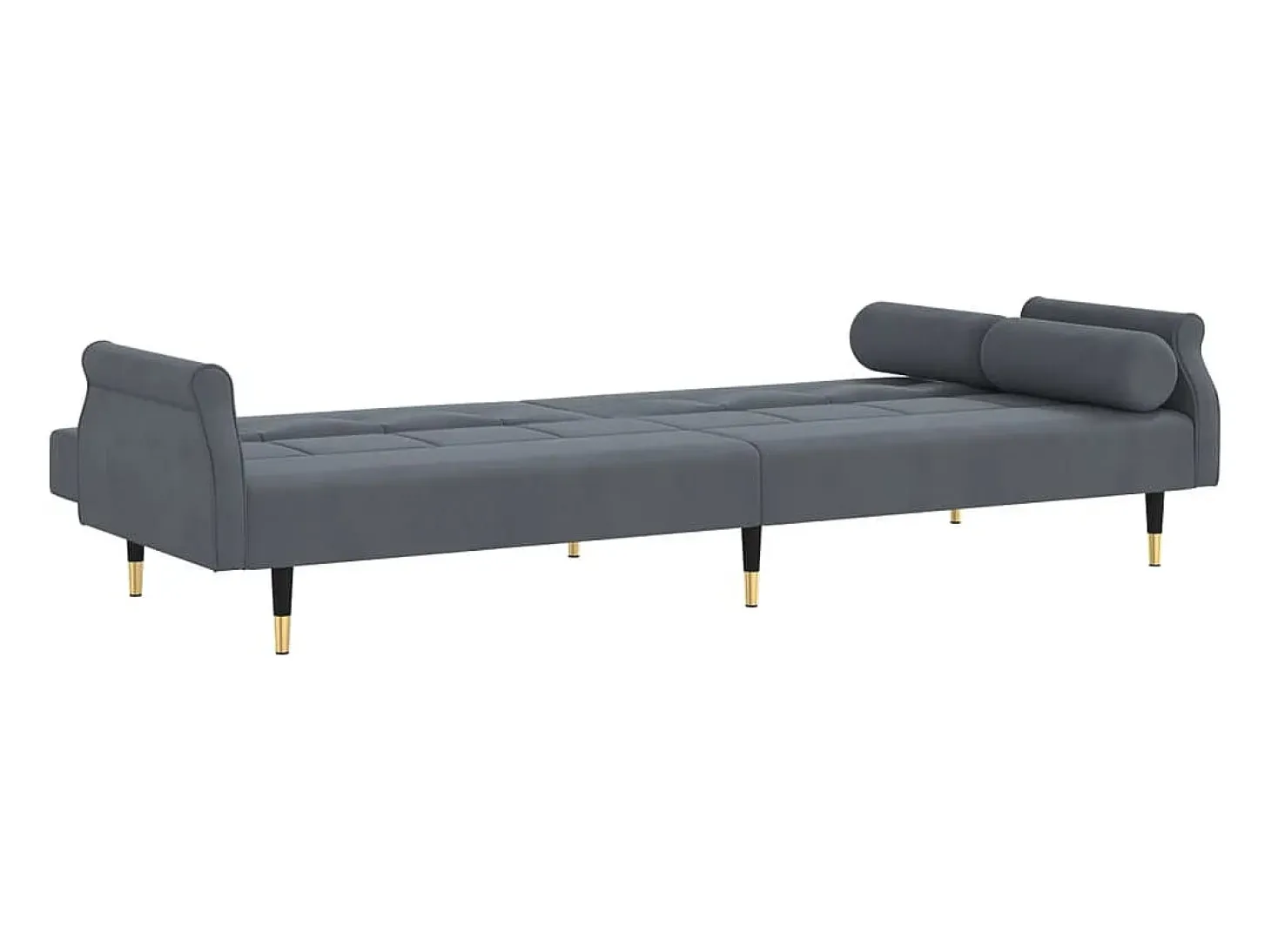 Sofá cama con cojines terciopelo gris oscuro