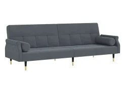 Sofá cama con cojines terciopelo gris oscuro