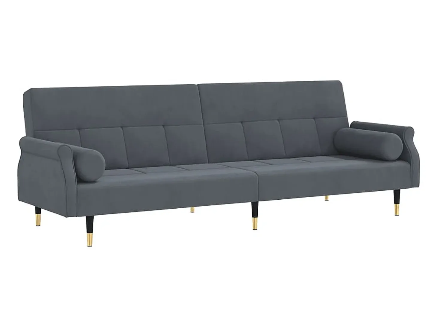 Sofá cama con cojines terciopelo gris oscuro