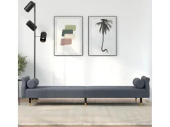 Sofá cama con cojines terciopelo gris oscuro