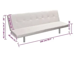 Sofá cama con dos cojines cuero artificial ajustable crema