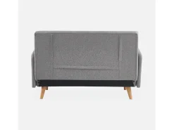 Sofá cama con patas de madera de 2 plazas gris claro