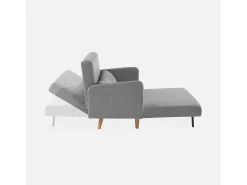 Sofá cama con patas de madera de 2 plazas gris claro
