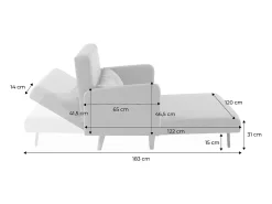 Sofá cama con patas de madera de 2 plazas gris claro