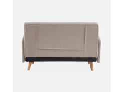 Sofá cama con patas de madera de 2 plazas beige