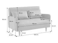 Sofá cama con patas de madera de 2 plazas gris oscuro