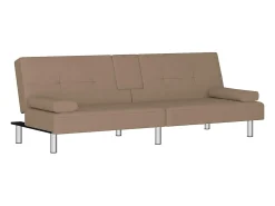 Sofá cama con portavasos cuero sintético color capuchino