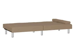 Sofá cama con portavasos cuero sintético color capuchino