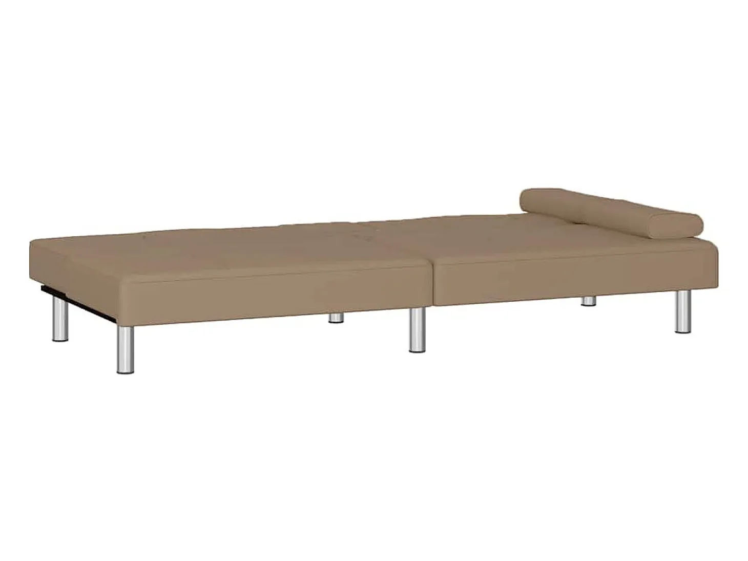 Sofá cama con portavasos cuero sintético color capuchino