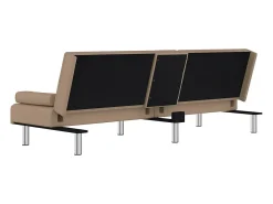 Sofá cama con portavasos cuero sintético color capuchino
