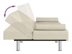 Sofá cama con portavasos cuero sintético color crema