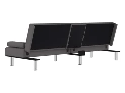 Sofá cama con portavasos cuero sintético gris