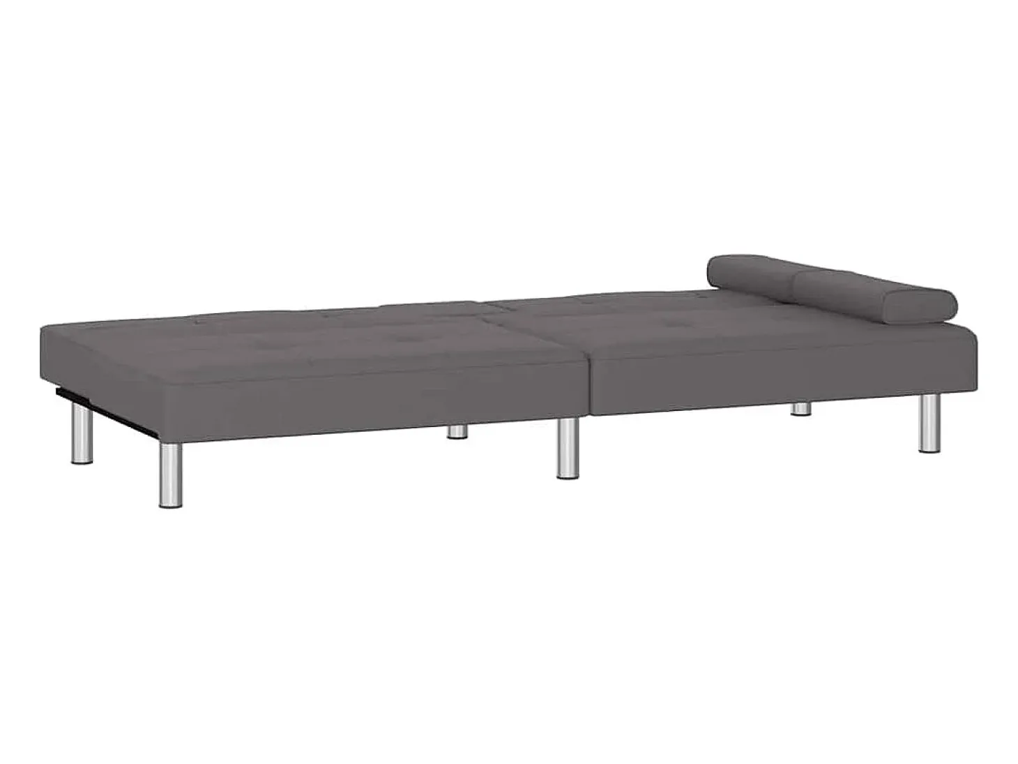 Sofá cama con portavasos cuero sintético gris