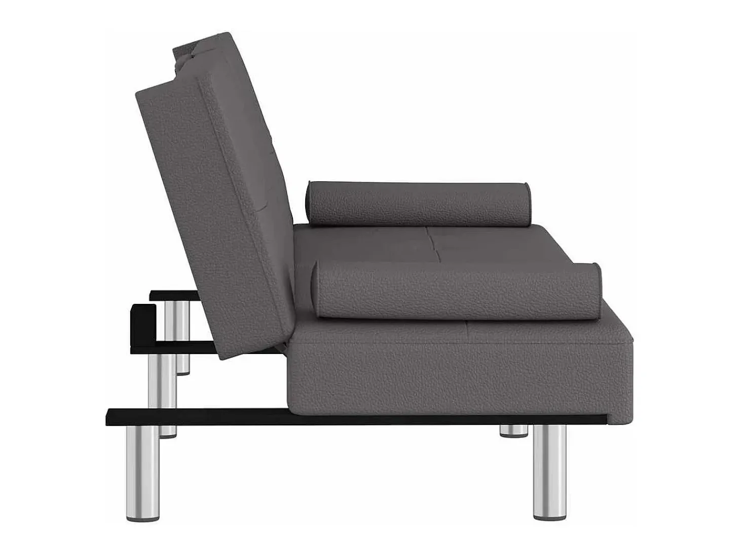 Sofá cama con portavasos cuero sintético gris